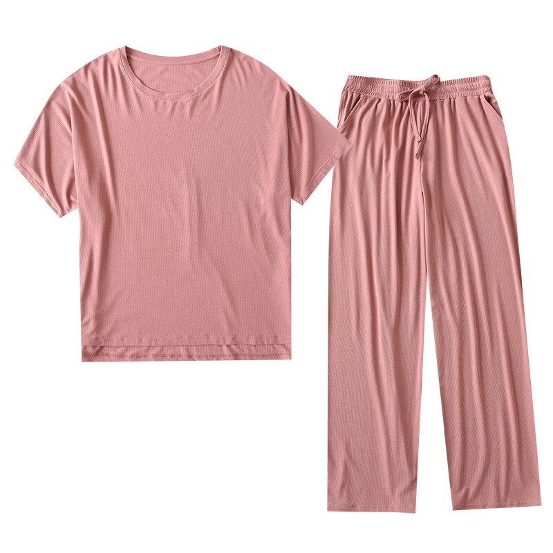 Summer Modal Cotton Pajamas For Women O-Neck Loose Sleepwear Set Two Piece Short Sleeve Lounge Wear Female Solid Homewear Suit
