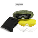 Gafas tácticas negras y verdes, gafas de sol militares para disparar, 3 lentes, Airsoft, Paintball, a prueba de viento, juego de guerra, gafas de Montañismo