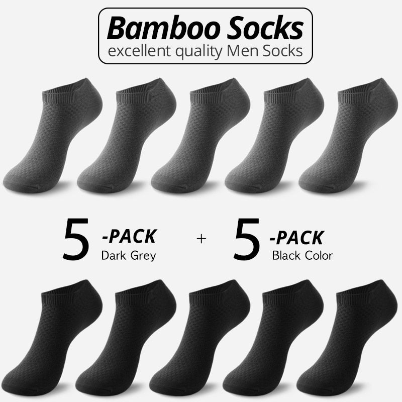 10 Pairs Bamboo Fiber Men Socks Short Ankle Business Black Male Meias Socks Summer Breathable Men Dress Shoes Clothes Size 38-44