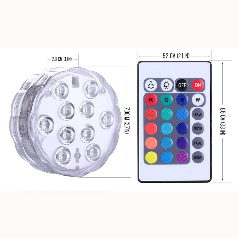 16 Colors Underwater LED Light Remote Control Submersible Lamp IP68 Waterproof Outdoor Garden Swimming Pool Bathroom Decoration