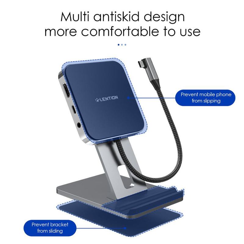 Adaptador de soporte de estación de acoplamiento USB C Hub con 4K HDMI 100W PD SD/lector de tarjetas TF USB3.0 3,5mm conector de auriculares iPad Pro Samsung Galaxy