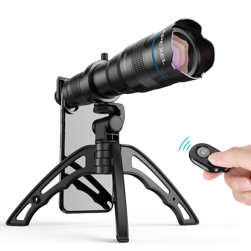 APEXEL Optional HD 36X metal telescope telephoto lens monocular mobile lens+ selfie tripod for Samsung Huawei all Smartphones