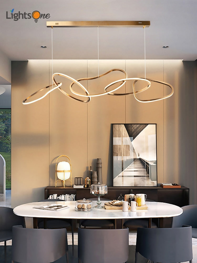 Lámpara de araña de lujo con luz simple, comedor creativo, restaurante, bar, lámparas de arte con personalidad minimalista