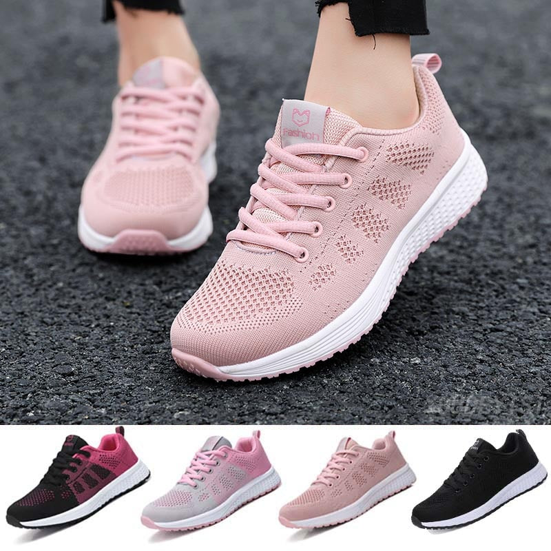 Women Shoes Flats Fashion Casual Sneaker Walking Woman Comfort Lace-Up Mesh Breathable Female Outdoor Zapatillas Mujer Feminino