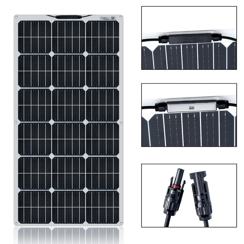 XINPUGUANG 2pcs 18v 100 WATT flexibles Solarpanel-Modul 200W mit Controller für 12V 24V Batterie Auto RV Heimaufladung