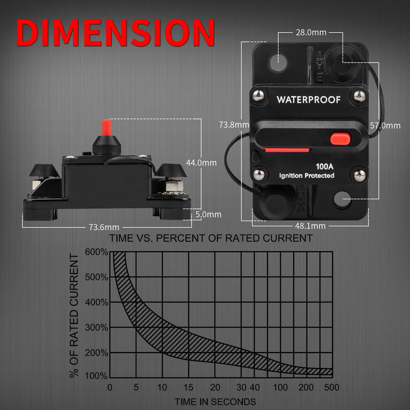 30A-300A Leistungsschalter 12V Trolling mit manueller Rückstellung Auto Boot Manueller Stromschutz für Audiosystem Sicherung Auto 48VDC wasserdicht