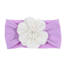 Nishine Soft Stretch Satin Rose Flower Baby Headband Newborn Knot Wide Nylon Headwraps Turban Girls Headwear Kids Photo Props