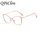 QPeClou Unique Vintage Cat Eye Glasses Women 2019 Retro Metal Cateye Eyeglasses Frames Female Clear lens Optical Oculos Gafas