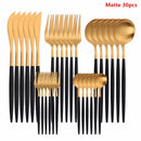 Western Cutlery Set 30 Piece Tableware Set Stainless Steel Dinnerware Black Spoon Fork Knife Dinner Set Complete Home Flatware