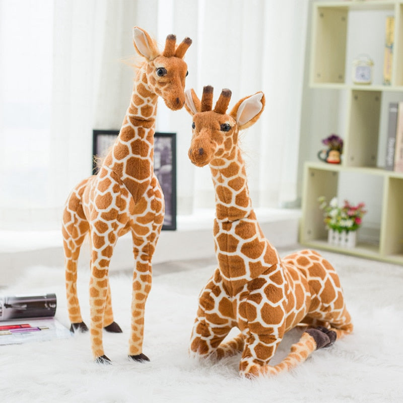Enormes juguetes de peluche de jirafa de la vida Real, lindos muñecos con relleno de animales, muñeco de jirafa de simulación suave, regalo de cumpleaños, juguete para niños, decoración de dormitorio