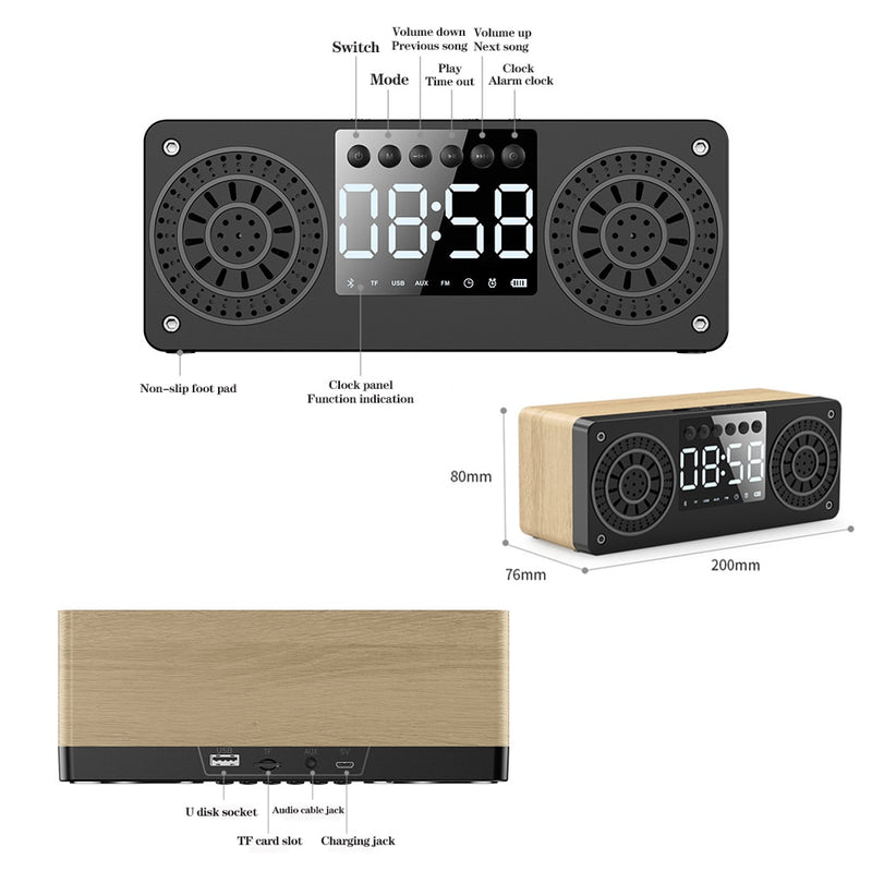 Bluetooth-Lautsprecher Tragbarer Outdoor-Lautsprecher Drahtloser Mini-Lautsprecher Stereo-Musik-Surround-Subwoofer Unterstützt UKW-Radio USB AUX TF