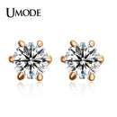 UMODE Rose Gold color 6 Prongs Sparkling 0.5ct Cubic Zirconia Cubic Zirconia Post CZ Stud Earrings JE0137A