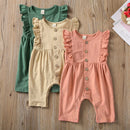Pudcoco US Stock 0-18M Newborn Infant Baby Girl Clothes Ruffle Romper Sleeveless Jumpsuit Solid Cotton Home Outfit