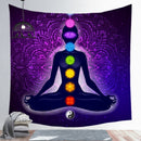 Indian Buddha Statue Meditation 7 Chakra Tapestry Wall Hanging Mandala Tapestries Wall Cloth Psychedelic Yoga Carpet Boho Decor