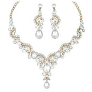Luxury Crystal Earrings Necklace Bridal Wedding Jewelry Set Elegant Bride Party Prom Costume Dress Accessories Gift for Women