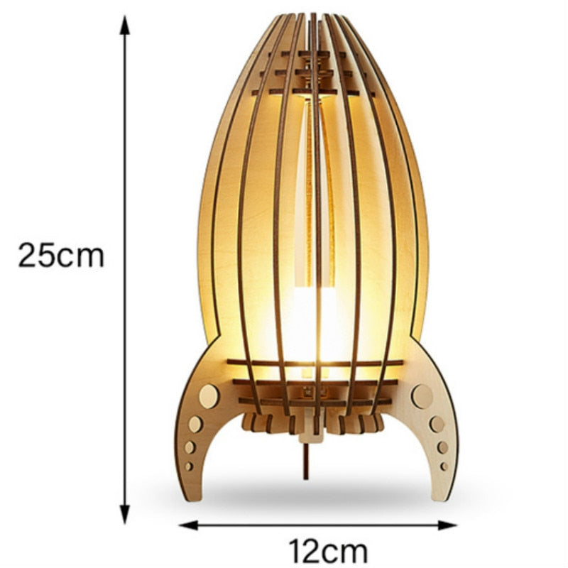 Wooden LED Night Lights Lamp Rocket Remote USB Nightlights Living Room Bedroom Decoration Kids Holiday Gifts Desk Lamp 2020 Hot