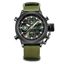 GOLDENHOUR Sport Men Wristwatch Fashion Men Quartz Watch Nylon Strap Week Display Army Military LED Clock Relogio Masculino