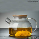 BORREY Big Heat-Resistant Glass Teapot  Flower Tea Kettle Large Clear Glass Fruit Juice Container Ceramic Teapot Holder Base