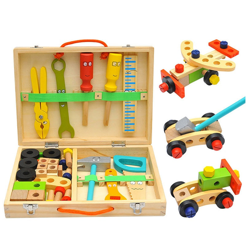 Holzmontagestuhl Montessori Spielzeug Baby Pädagogisches Holzklötze Spielzeug Vorschulkinder Variety Nut Kombinationsstuhlwerkzeug