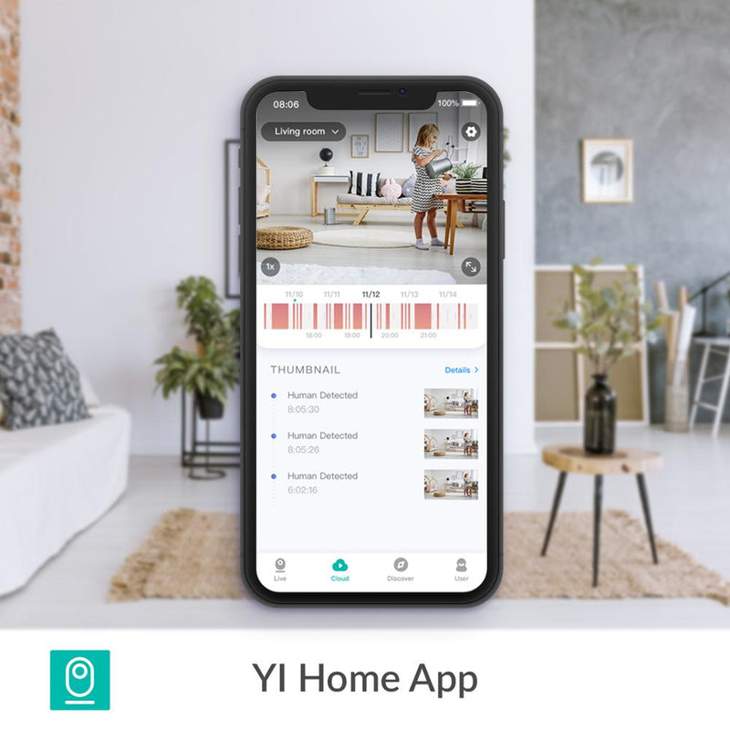 YI Home Camera 1080P HD AI basado en Smart Home Camera Security Wireless IP Cam Night Vision Office EU Versión Android YI Cloud
