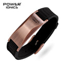 Power ionics antifatigue silicone Titanium ions balance tourmaline germanium charms bracelet wristband bangles Free Lettering