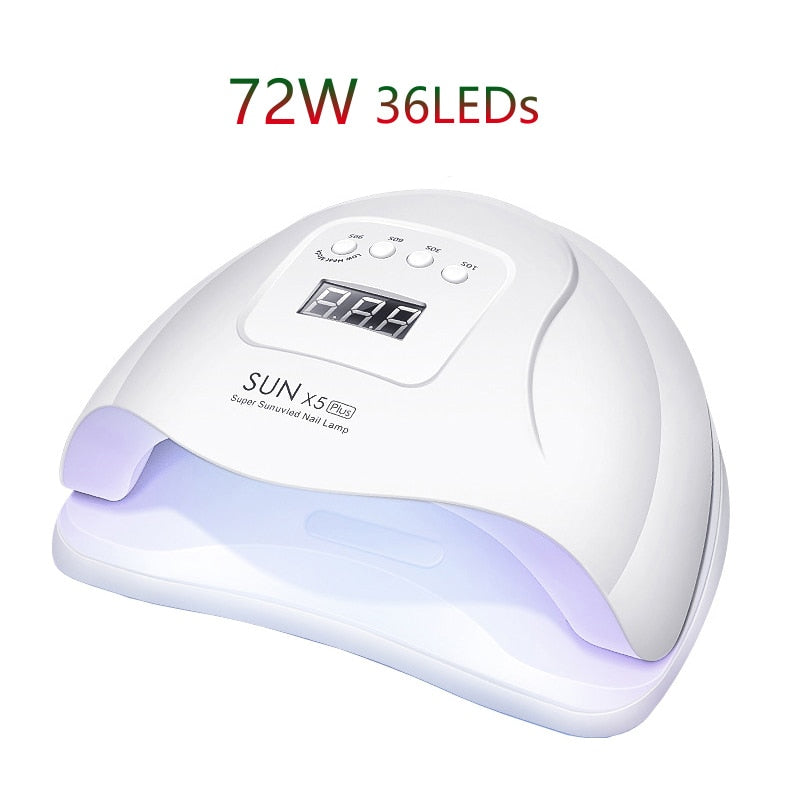 72W UV-LED-Nagellampe Elektrischer Nageltrockner 36 LEDs Lampe Schnelltrocknend Alle Nagelgelpoliermittel Bewegungssensor Maniküre Nagelstudio Maschine