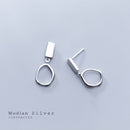 MODIAN Classic Irregular Oval Dangle Earring for Women Pure 925 Sterling Silver Simple Geometric Square Earring Fine Jewelry