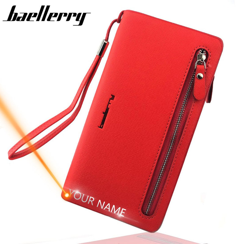 Baellerry Tarjetero Mujer Carteras Cuero Diseño largo Calidad Pasaporte Funda Casual Mujer Monedero Cremallera Cartera multifunción