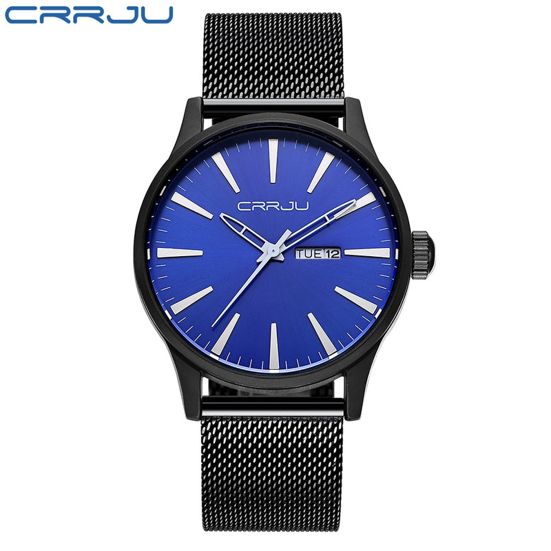 CRRJU 2021 New Fashion Mens Watches with Stainless Steel Top Brand Luxury Sports Chronograph Quartz Watch Men Relogio Masculino