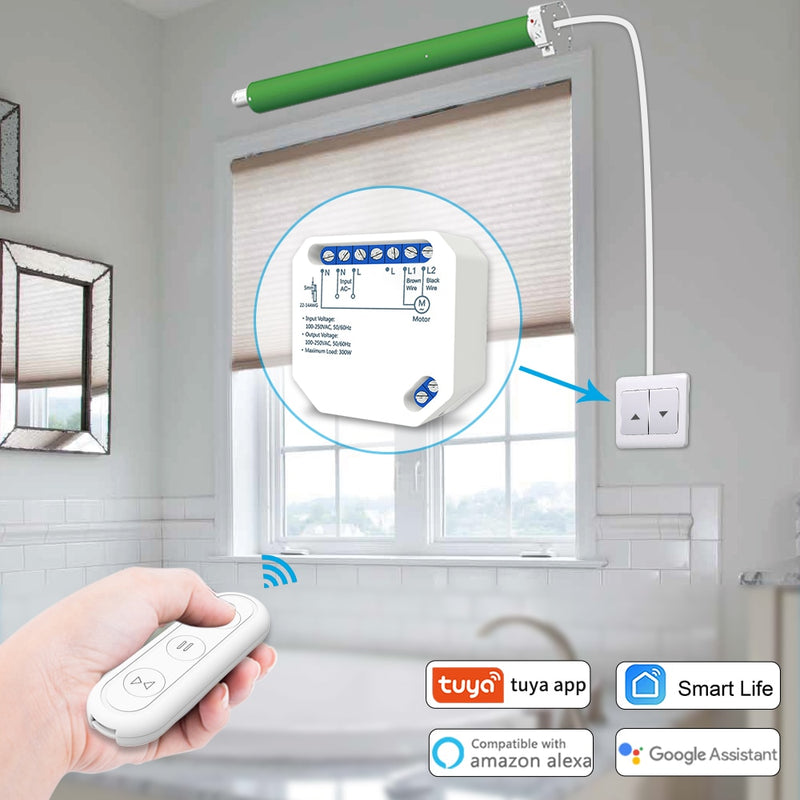 Módulo de interruptor de cortina de vida inteligente Tuya, persianas con Control remoto, persiana enrollable RF + WIFI, temporizador de aplicación, Google Home Aelxa Echo Smart Home