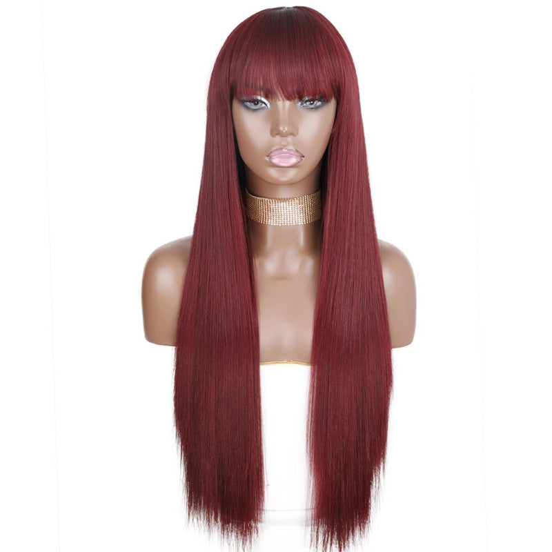 AZQUEEN Synthetic Wigs Long Straight Orange Color Women cosplays Wig 30 Inches Central Part Hair Silver Grey White Red Colour