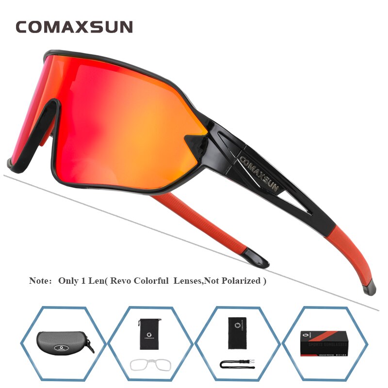 COMAXSUN Polarisierte Fahrradbrille 5 Linsen MTB Rennrad Sport Spiegel Sonnenbrille Reitbrille Anti-UV400 Fahrradbrille