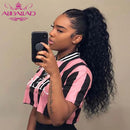 Onda ondulada natural Cordón Cola de caballo Cabello humano Brasileño Afro Clip en extensiones Cabello Remy Onda de agua Cola de caballo 4 peines 150g