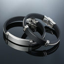 Vnox Casual Bracelets for Men Women Custom Engraving Stainless Steel Personalized Silicone Bangle