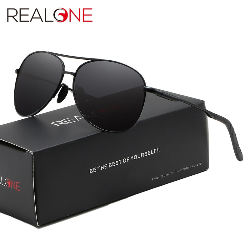REALONE Unisex Classic Pilot Metal Sunglasses for Men Driving Sun Glasses Shades with HD Polarized Mirror UV400 Sunnglases 1097