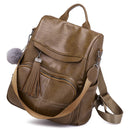 RanHuang nueva llegada 2021 mochila de moda para mujer mochila de cuero suave borla bolsas de viaje mochila escolar para niñas negro A1672