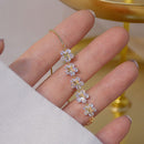 Luxury Super Shine AAA Zircon Flower Bracelet for Women Cute Romantic 14K Real Gold CZ Lady Bresselet Daily String Pulseras