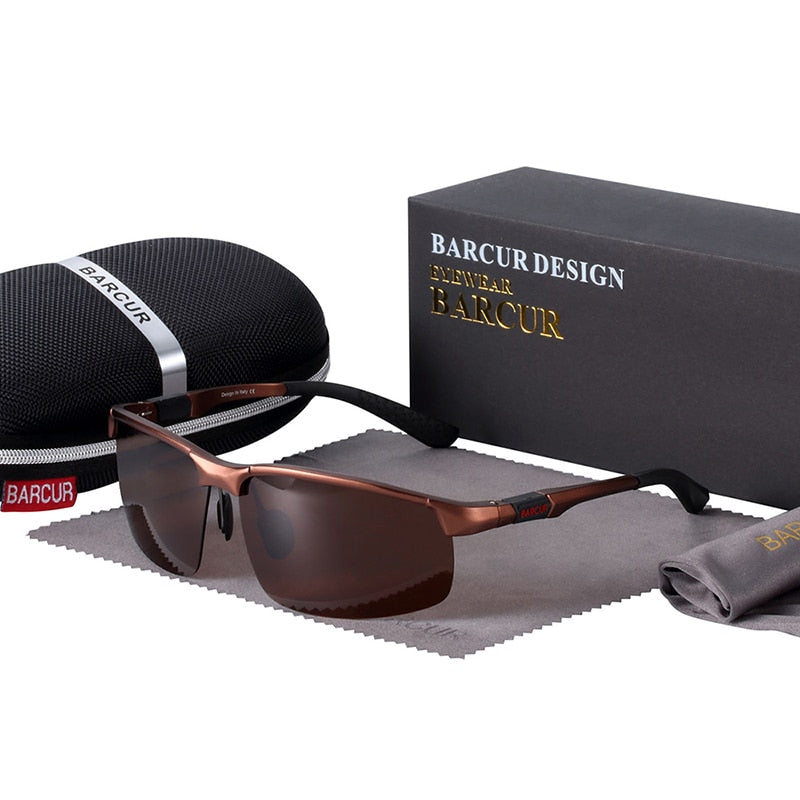 BARCUR, gafas de sol deportivas de aluminio y magnesio, gafas de conducción ligeras polarizadas para hombres y mujeres