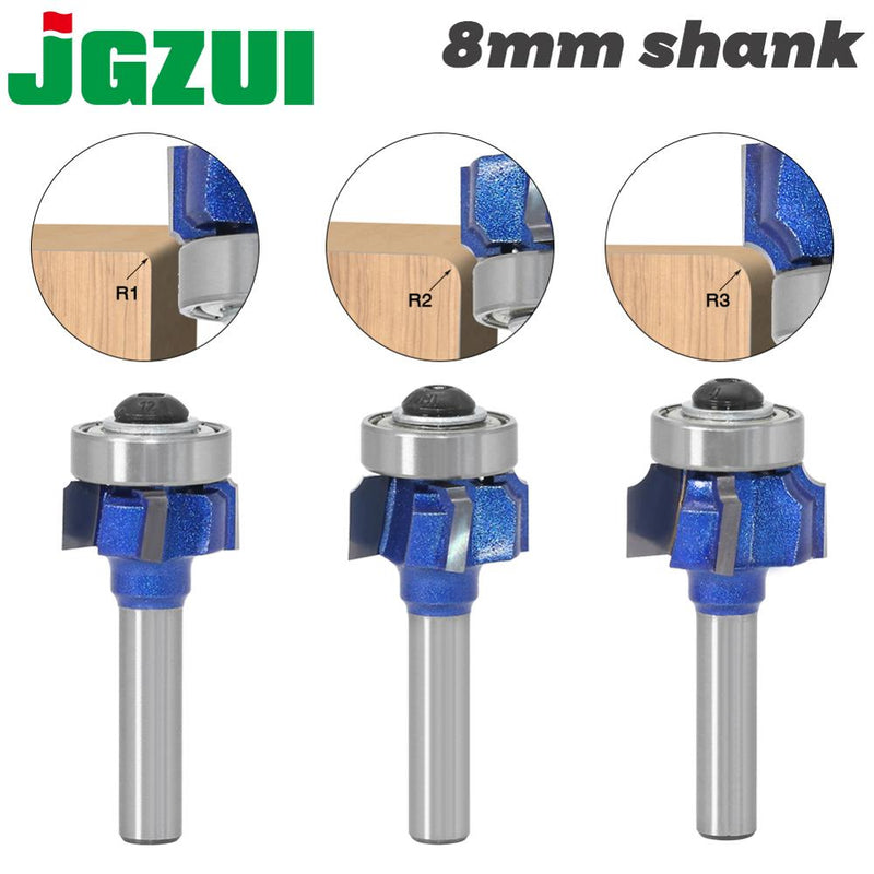 1PC8mm Shank high quality Woodworking Milling Cutter R1mm R2mm R3mm Trimming Knife Edge Trimmer 4 Teeth Wood Router Bit