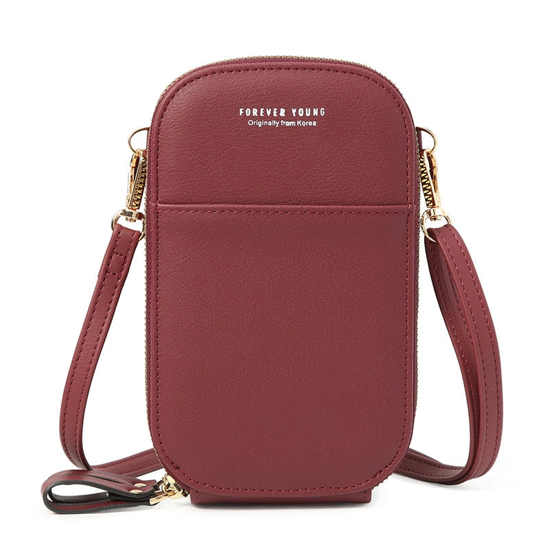 Mini bolso de hombro con bolsillo para teléfono de diseñador para mujer, bandolera de dos capas para mujer, bolso cruzado pequeño de piel sintética para mujer