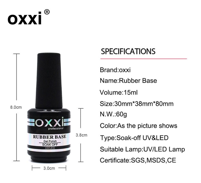 oxxi Latest 15ml Nail Rubber Base Coat Semi Permanant UV Gel Varnishes Primer for Nails Matte Top Coat Nail Art Base Top Gellak