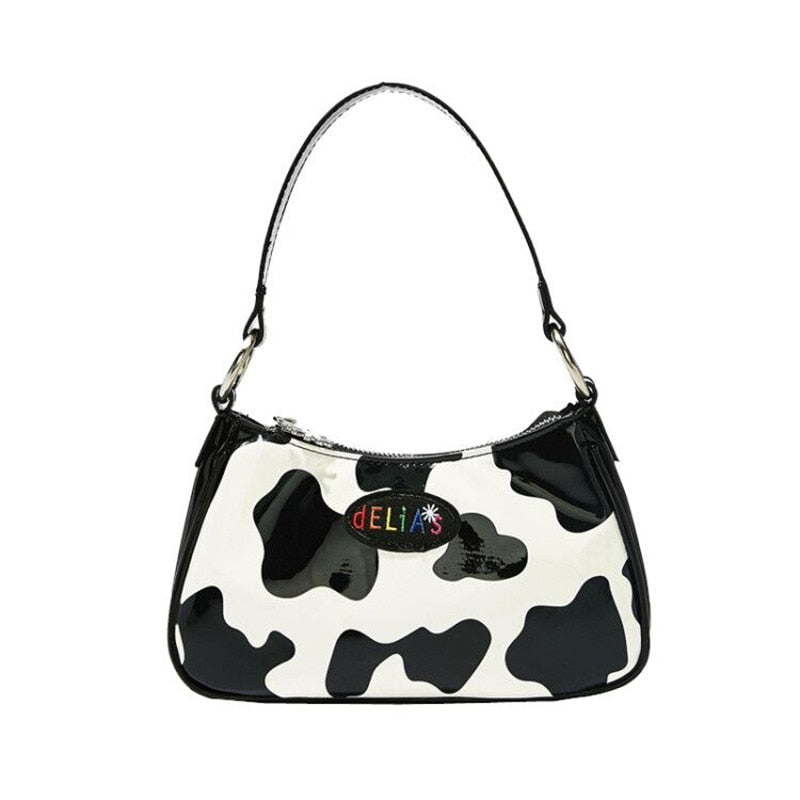 Retro Cow Pattern Women Messenger Handbags sac harajuku PU Leather Street Casual Solid Zipper Shoulder Bags Bolsa Mujer 2020 New