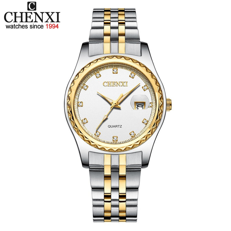 CHENXI Mode Männer Frauen Uhren Strass Zifferblatt Top-Marke Luxus Paare Quarzuhr Vollstahl Wasserdichte Kalenderuhr