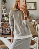2022 New Women Casual Two Piece Set Women Elegant Hoodie Sweatshirt And Harajuku A-line Skirts Two Piece Set Front Pocket Suit
