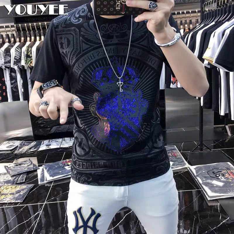 Camiseta de manga corta con cuello redondo para hombre YOUYEE 2021 verano moda joven Hip-Hop ropa informal de moda de alta calidad camisetas para hombre ropa superior