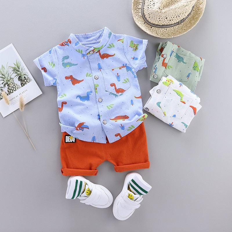 Sommer Baby Jungen Kleidung Set Infant Cartoon Dinosaurier Print Kurzarm Shirt + Hose 1 2 3 4 Jahre Kind Kleinkind Jungen Outfit