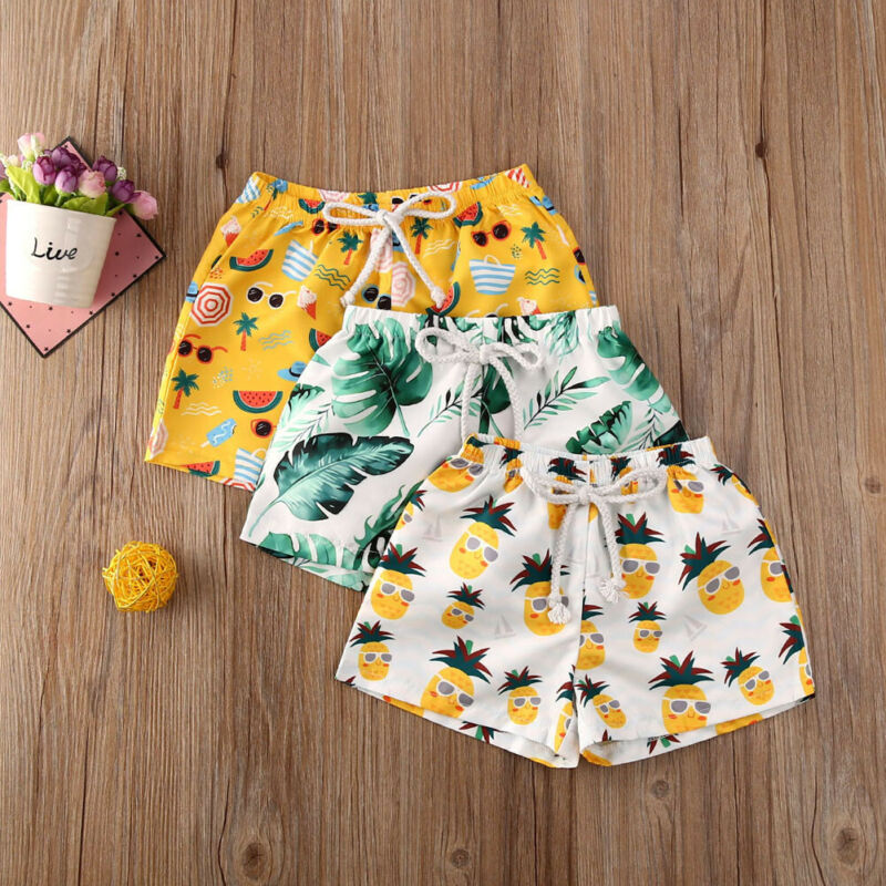 Children Boys Casual Cartoon Print Swimwear Bathing Suit Baby Boys Summer Beach Short Kids Swimming Holiday Beachwear 0-4Y