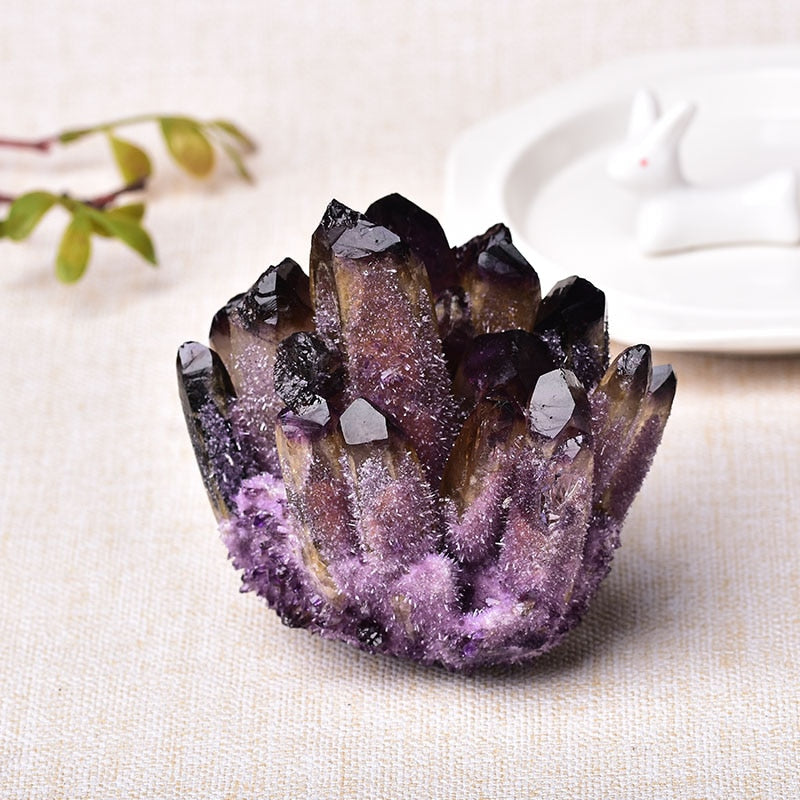 Natural Crystal Cluster Amethyst Specimen Mineral Ore Yellow Green Purple Quartz Reiki Healing Stone Raw Crystals Home Decor