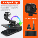Para accesorios Go Pro, mochila con rotación de 360 ​​grados, abrazadera de Clip para GoPro Hero11 10 9 8 7 6 5Xiaomi yi para teléfono SJCAM SJ4000