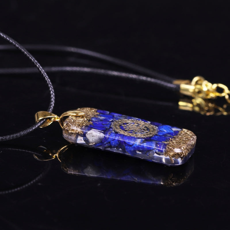 Colgante de energía de orgonita de lapislázuli, collar de piedras naturales, colgante de cristal de Reiki, joyería curativa para mujer